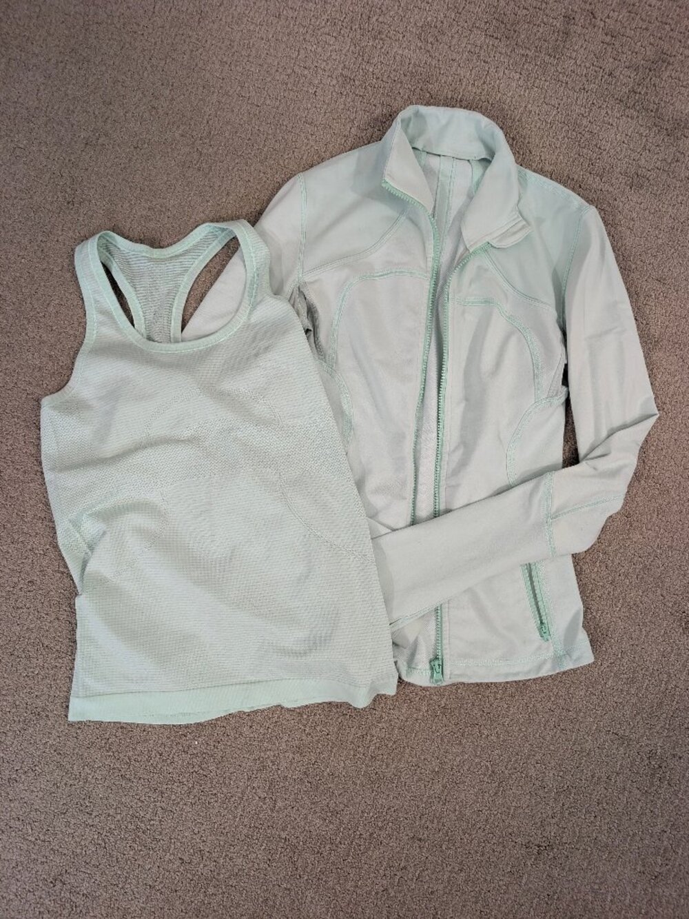 Lululemon Swiftly Tech Racerback Tank Top + Define Jacket Set - Light Mint